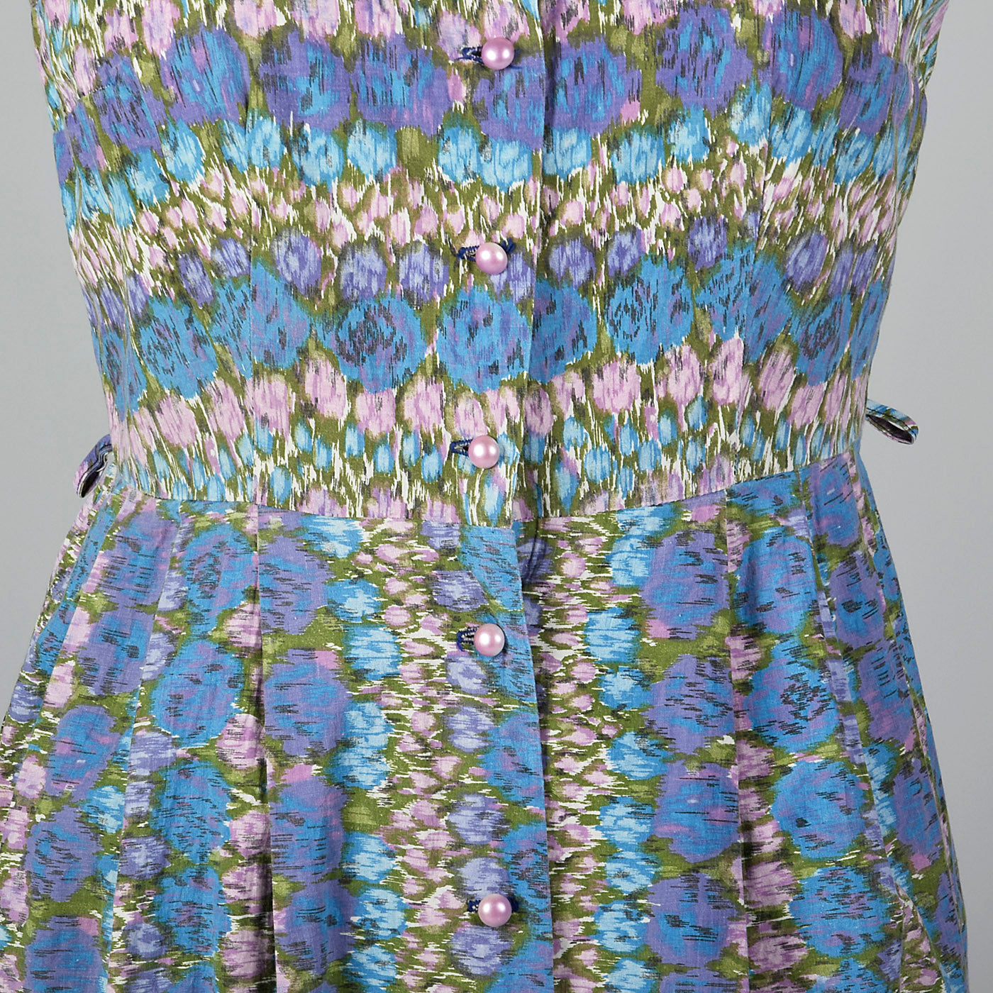 1950s Abstract Floral Print Dress