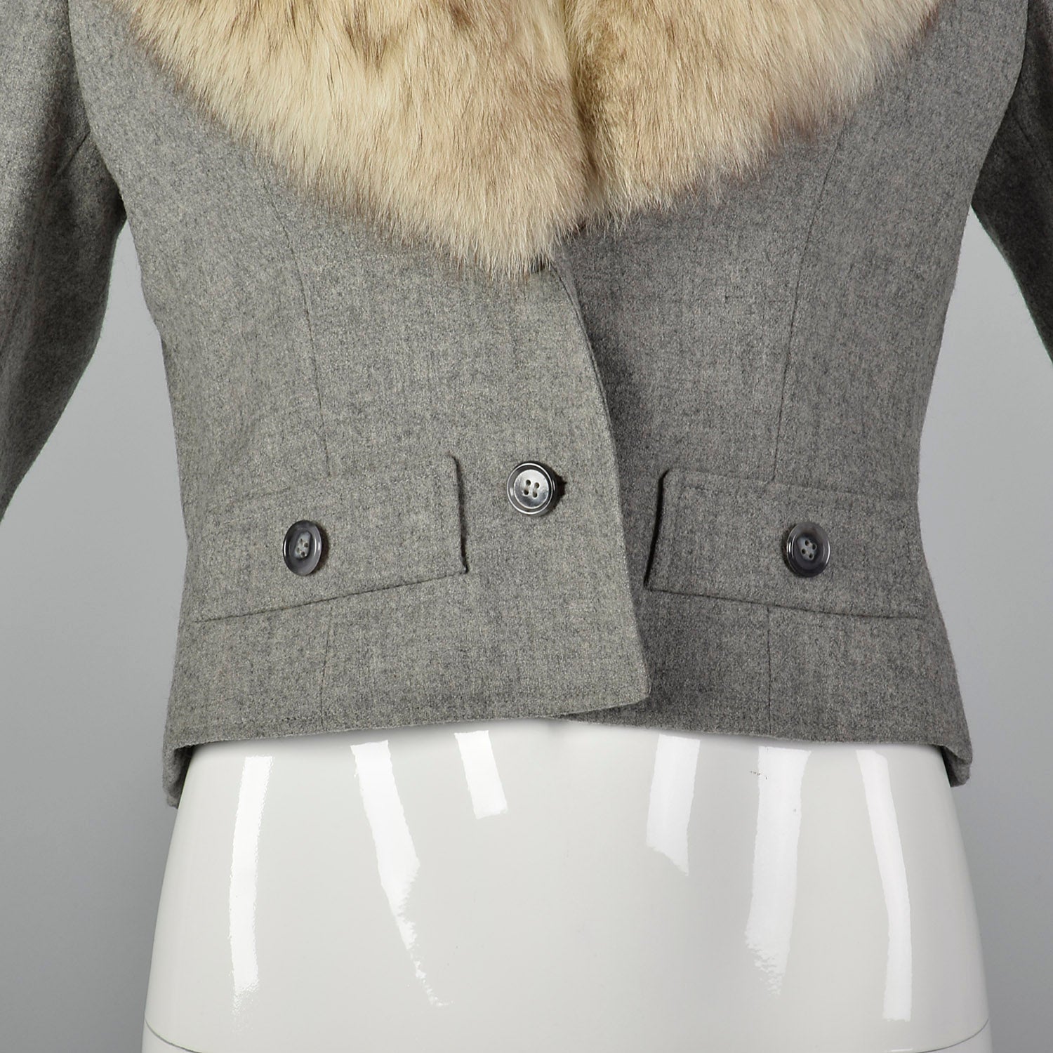 Small 1970s Wool Crop Jacket with Fur Collar