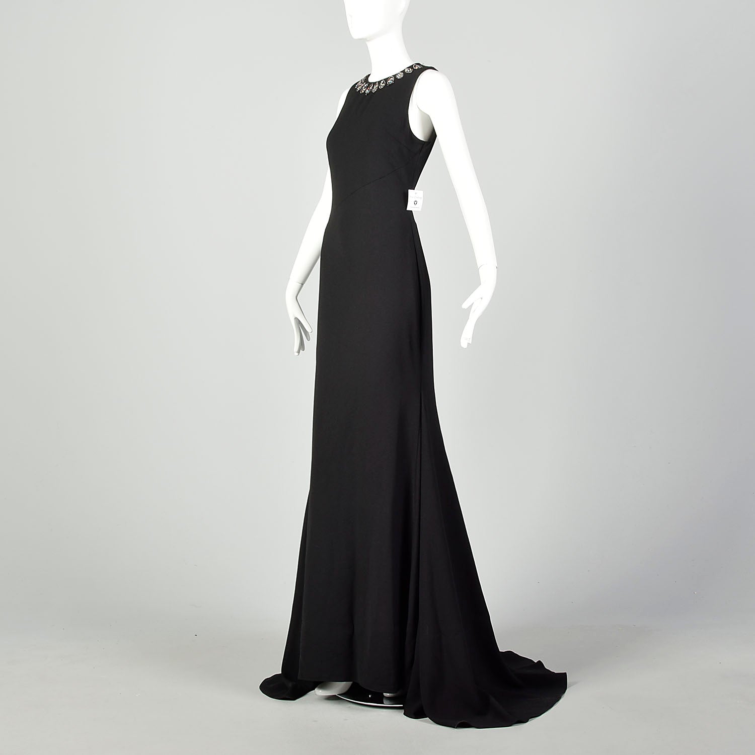 Medium Pronovias Black Mermaid Gown Sleeveless Formal Dress Keyhole Back