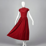1940s Burgundy Velvet Evening Dress