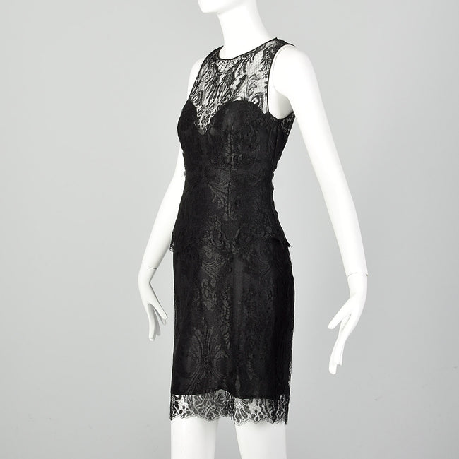 XS Pamela Dennis Matching Black Lace Skirt and Top Dress Set