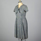 1950s Gray Print Cotton Day Dress