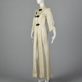1950s White Brocade Robe with Embroidered Dragon