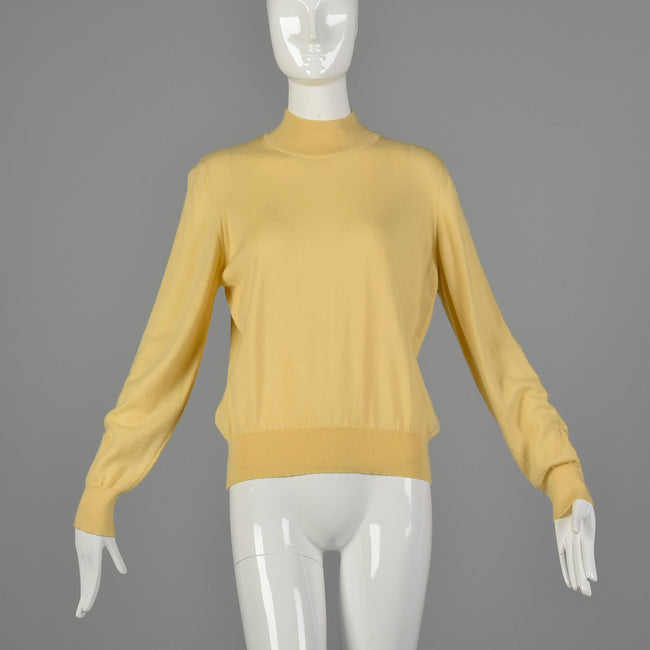 Kasha de Rodier 1980s Lightweight Cream Mockneck Sweater