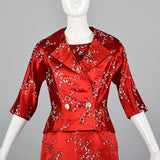 1960s Red Brocade Dress and Jacket Set