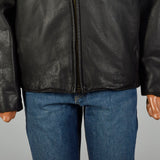 XXL 2000s Marc New York Jacket Classic Zip-Front Black Leather Winter Coat