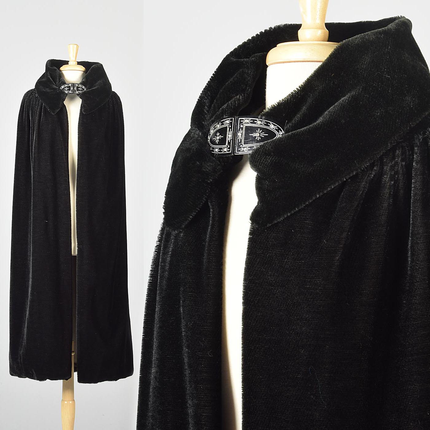 1920s Mohair Velvet Cape with Decorative Buckle