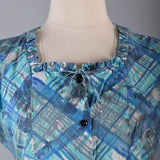 1950s Cotton Day Dress with Plaid Print