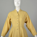 Small 1950s Princess Coat Yellow Wool Spring Jacket Rockabilly Pin Up Outerwear