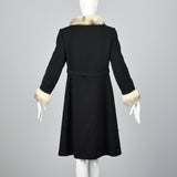 1960s Black Wool Coat with Cross Mink Trim