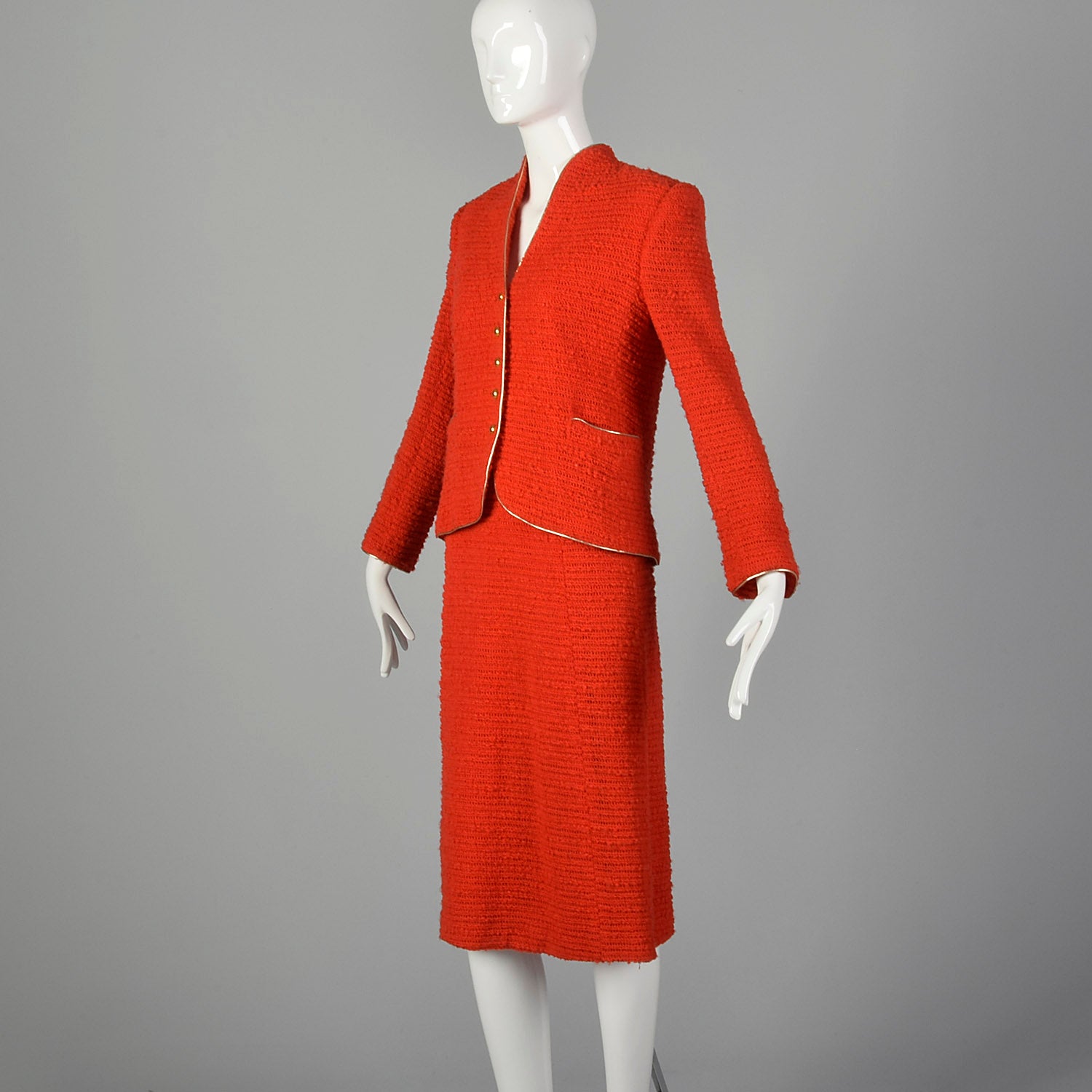 Medium Beni Salvadori Sara Fredericks 1970s Red Open Knit Skirt Suit