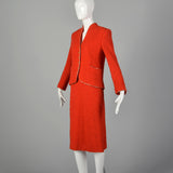 Medium Beni Salvadori Sara Fredericks 1970s Red Open Knit Skirt Suit