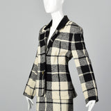 1980s Louis Feraud Wool Plaid Skirt Suit