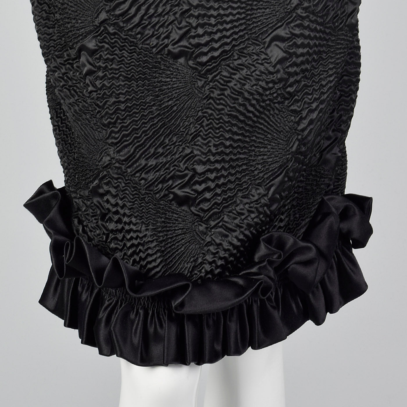 Galanos Sheer Lace Little Black Dress with Dramatic Bishop Sleeves