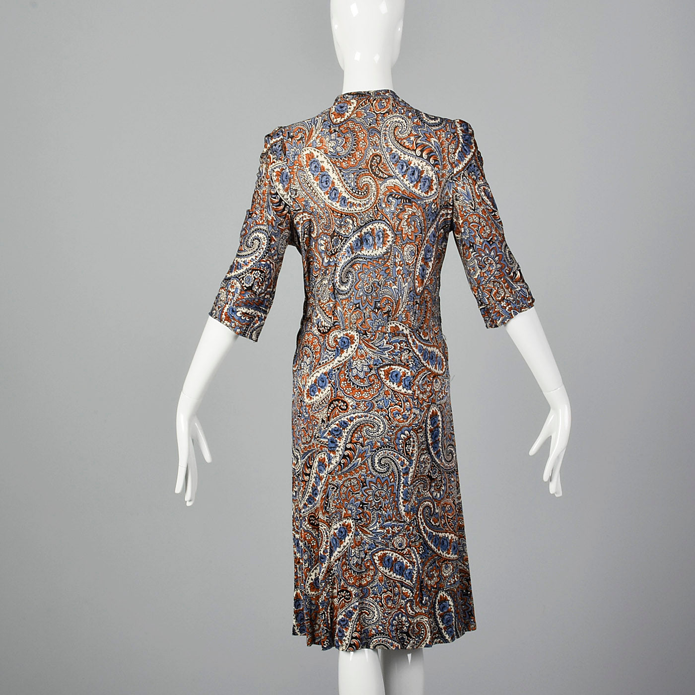 1940s Paisley Print Dress in Jersey Knit