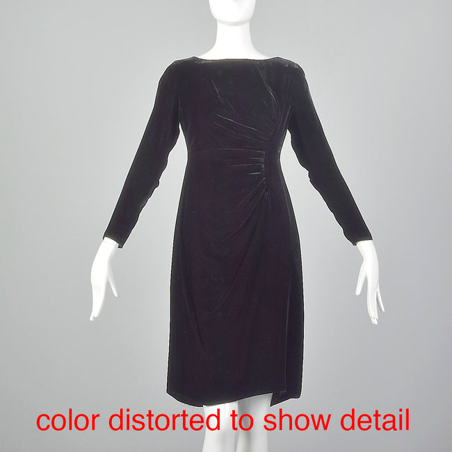 1960s Black Velvet Long Sleeve Dress