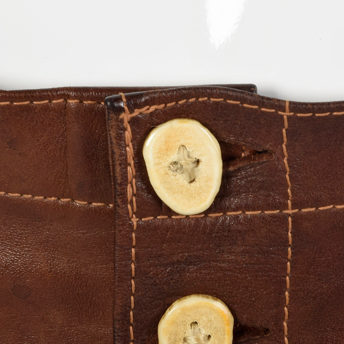 1970s Brown Leather Pants with Antler Buttons