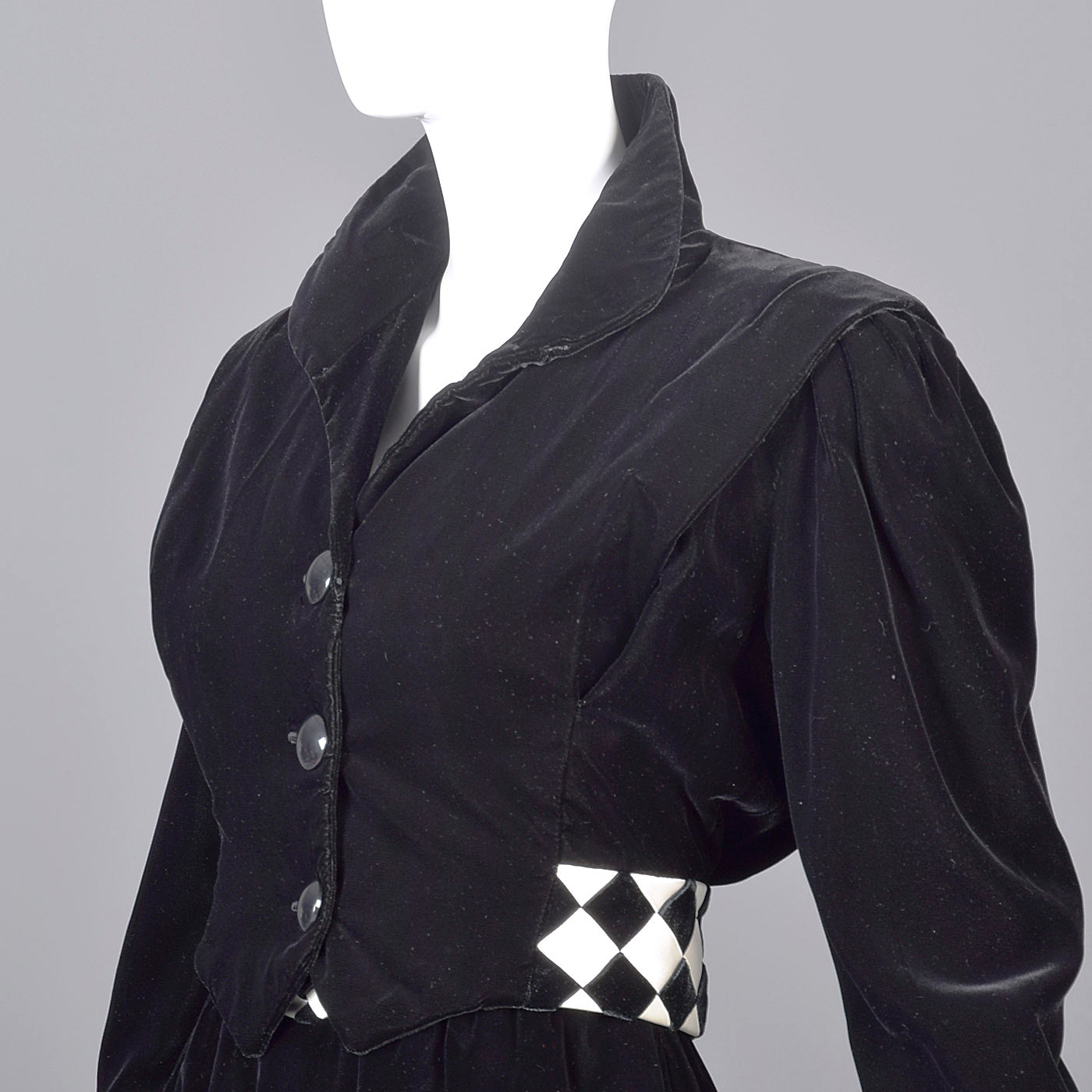 1980s Victor Costa Black Velvet Cocktail Dress with Bolero Jacket