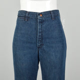 Small 1970s High Waisted Jeans Hippie Bell Bottoms Embroidered Pockets