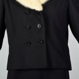 1960s Wool Shift Dress with Mink Fur Lapel Jacket