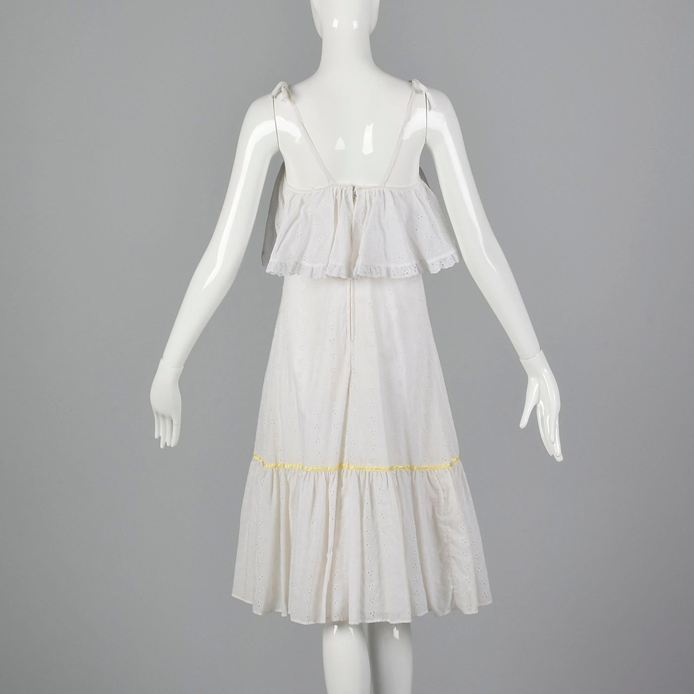 1970s White Eyelet Dress