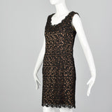 1960s Bronze Lurex Dress with Black Lace Overlay