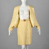 1990s Moschino Cheap & Chic Yellow Linen Skirt Suit