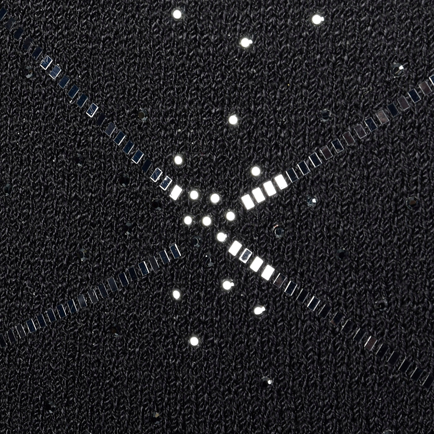 1990s St John Evening Deadstock Black Knit Dress with Sequin Trim