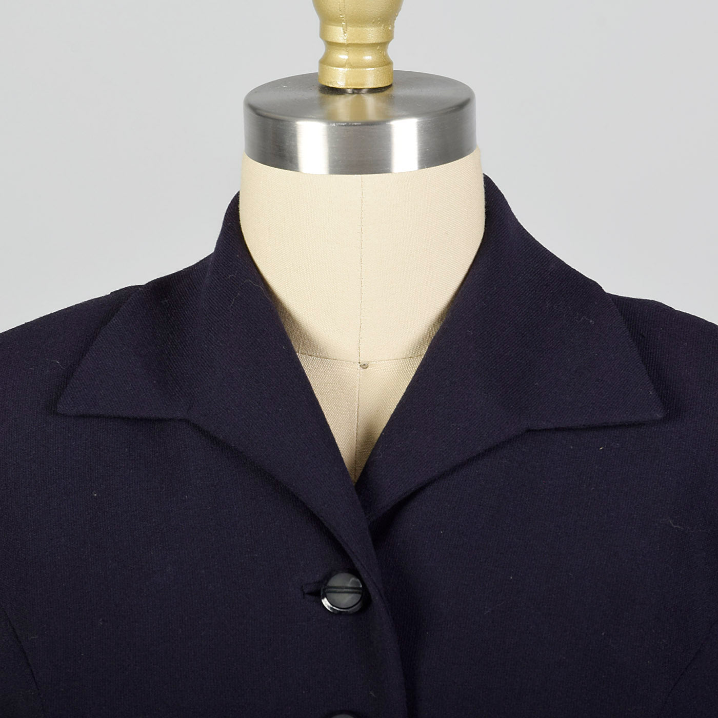 1950s Navy Blue Wool Jacket with Asymmetric Bow at Hem