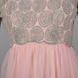 1960s Pink Dress with Silver Lace Overlay