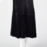 1930s Black Velvet Dress with Fur Collar