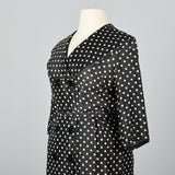 1950s Black Silk Polka Dot Dress