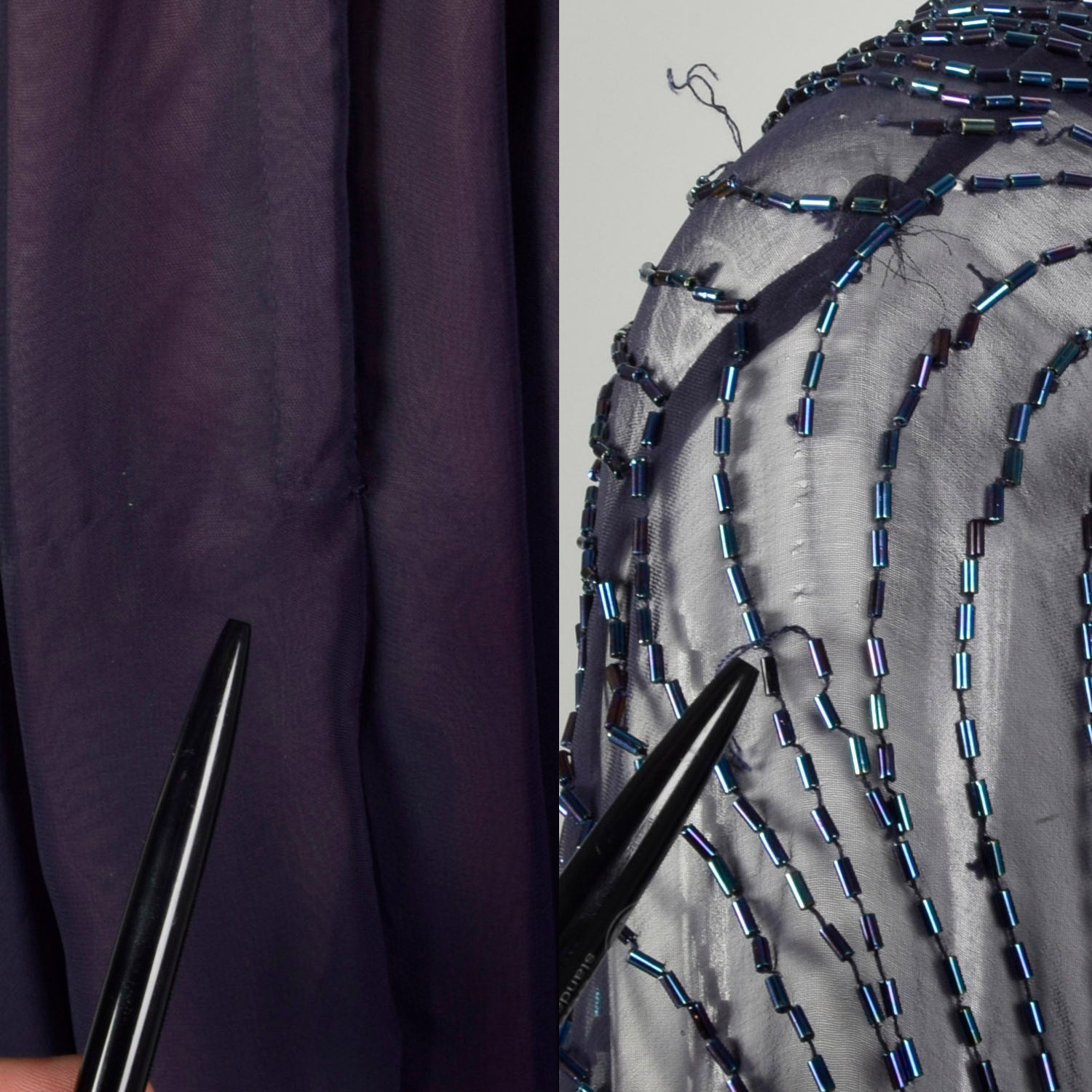 Small 1970s Jack Bryan Dress Blue Beaded Maxi Formal Disco Evening Gown