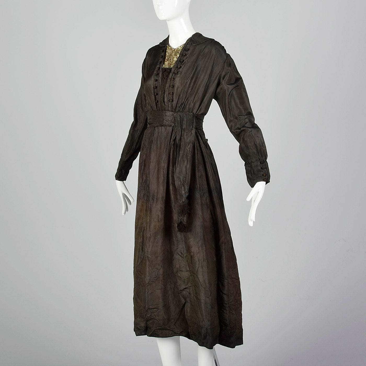 1910s Black Silk Edwardian Dress