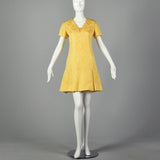Medium Christian Dior 1960s Yellow Brocade Dress
