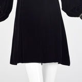 XS 1960s Beaded Black Velvet Dress