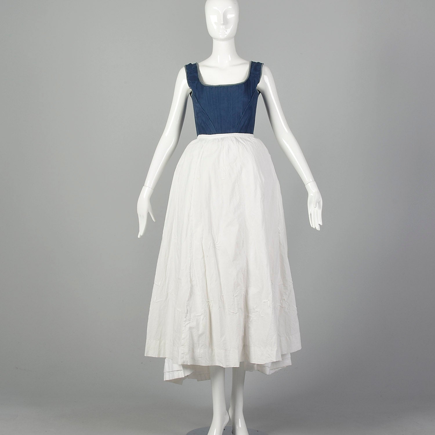 XS Reproduction 1780s Robe A L'Anglais Dress Box Pleat Embroidered Petticoat 5pc Repro Gown
