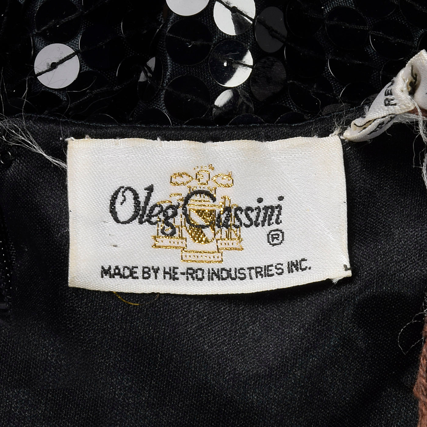 1980s Oleg Cassini Black Sequin Dress