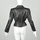 Medium 1980s Wilsons Black Leather Jacket Belted Outerwear