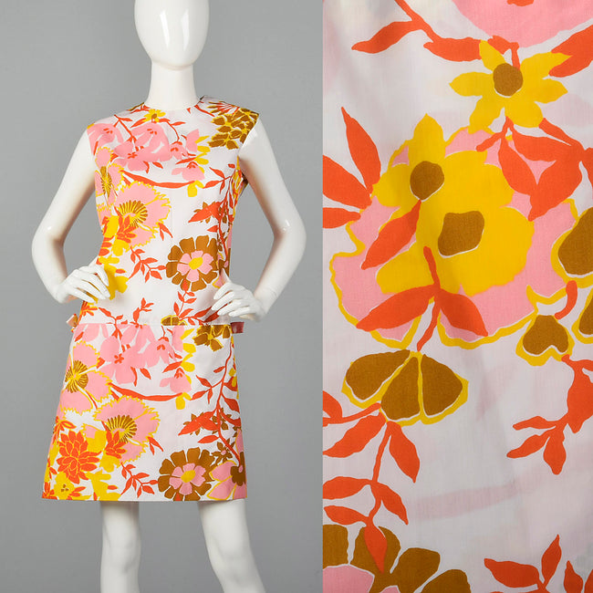 1960s Floral Romper with Overskirt and Zip Open Crotch