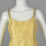 1970s Gino Charles Yellow Dress with Beading Detail