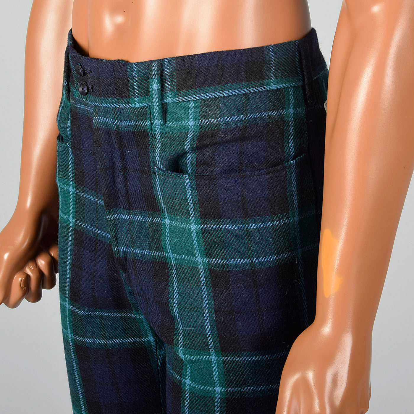 1970s Mens Deadstock Plaid Bell Bottom Pants