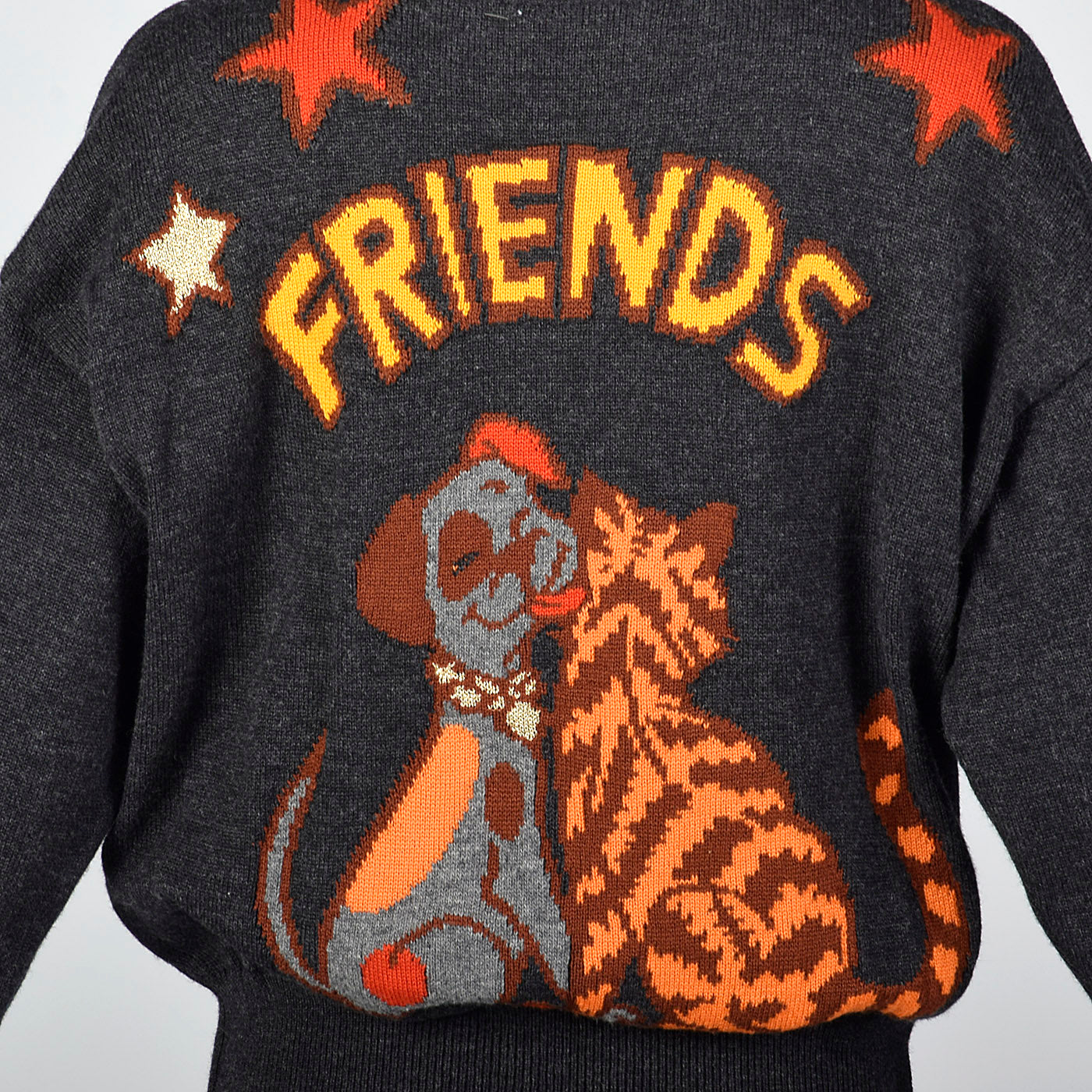 1980s Escada Novelty Dog and Cat Friends Sweater