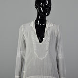 1920s Sheer White Embroidered Cotton Dress