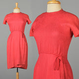 1960s Pink Cocktail Dress with Faux Wrap Skirt