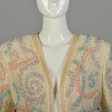 Medium 1980s Diane Freis Beaded Lace Jacket Spring Pastel Bolero