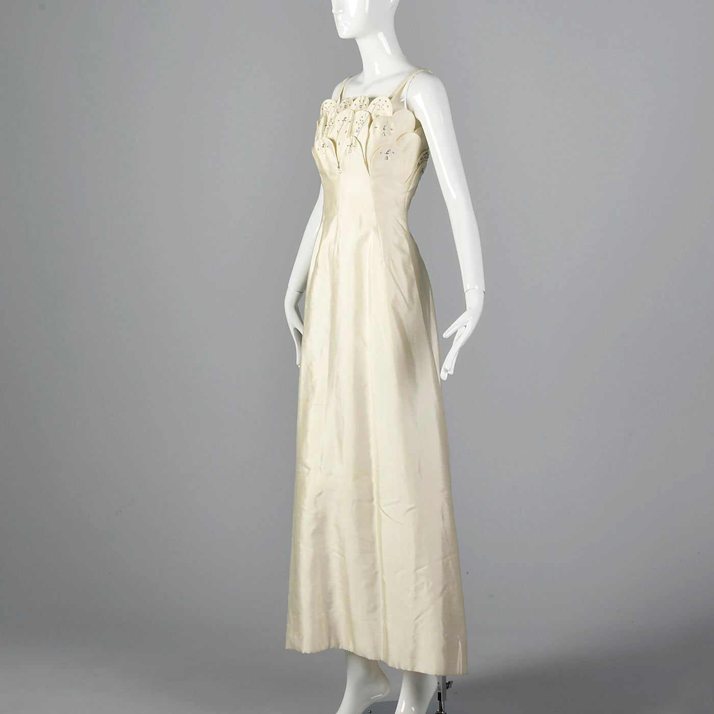 1960s Off White Formal Evening Gown or Wedding Dress