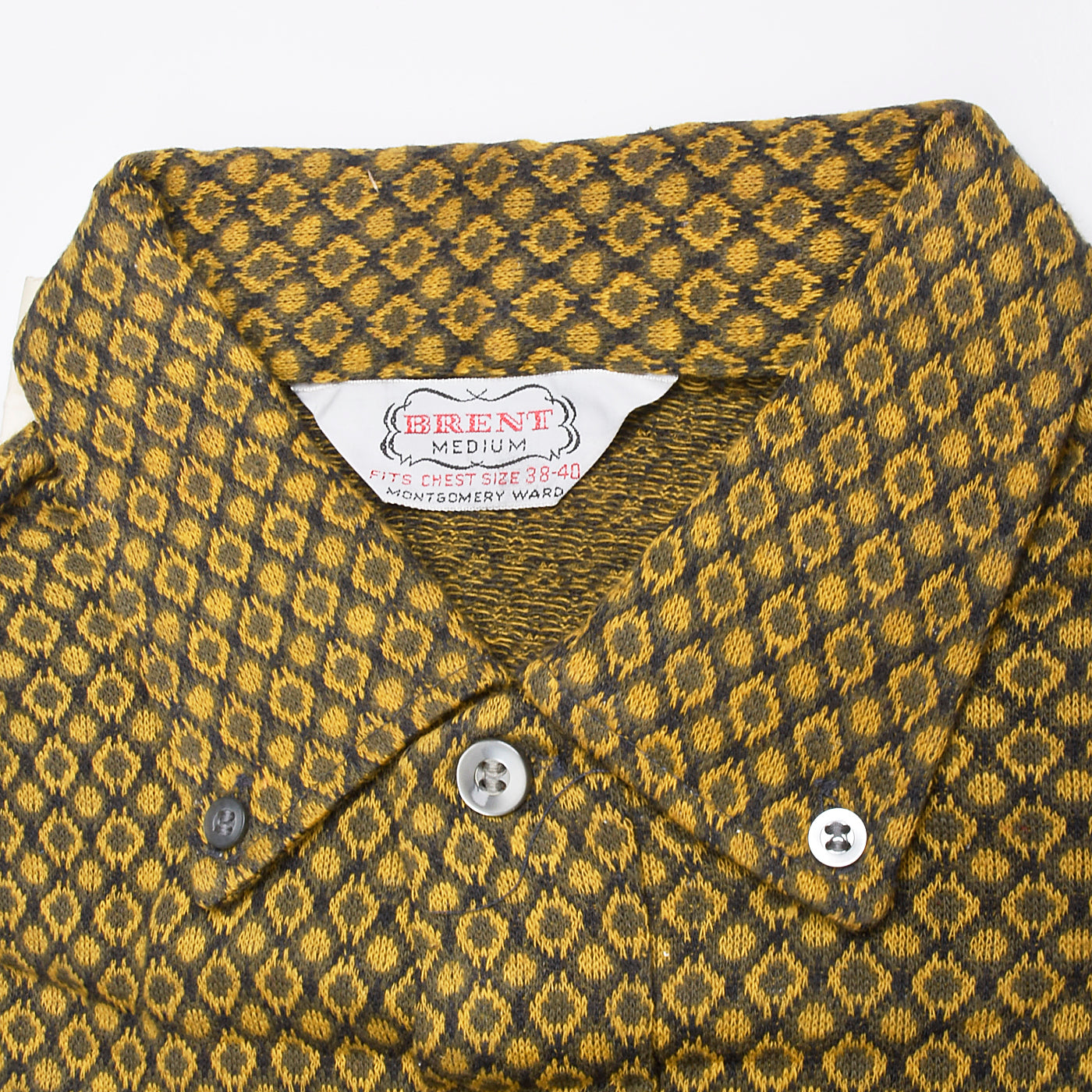 1950s Mens Deadstock Shirt in Gold and Gray Knit