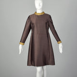 Large 1960s Brown Mod Dress