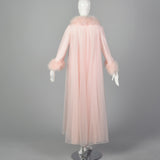 Claire Sandra by Lucie Ann Pink Neglige Robe with Feather Collar